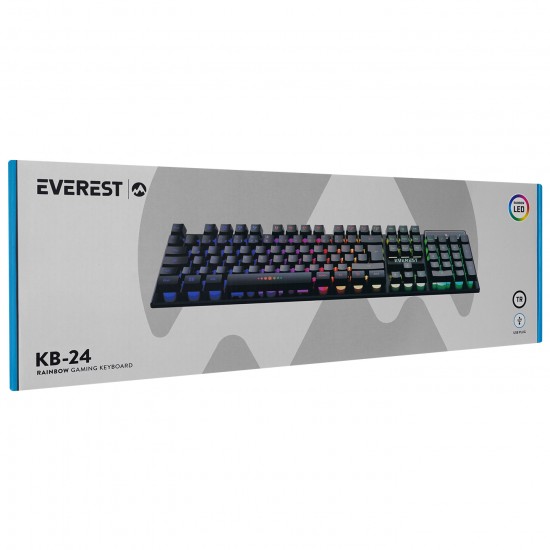 Everest KB-24 Siyah Rainbow Q Membrane Oyuncu Klavyesi Everest KB-24 Siyah Rainbow Q Membrane Oyuncu Klavyesi